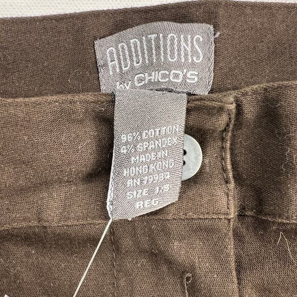 Additions by Chico's Chocolate Brown Cotton High Rise Chino Pants Size 10 (1.5) - Picture 3 of 12